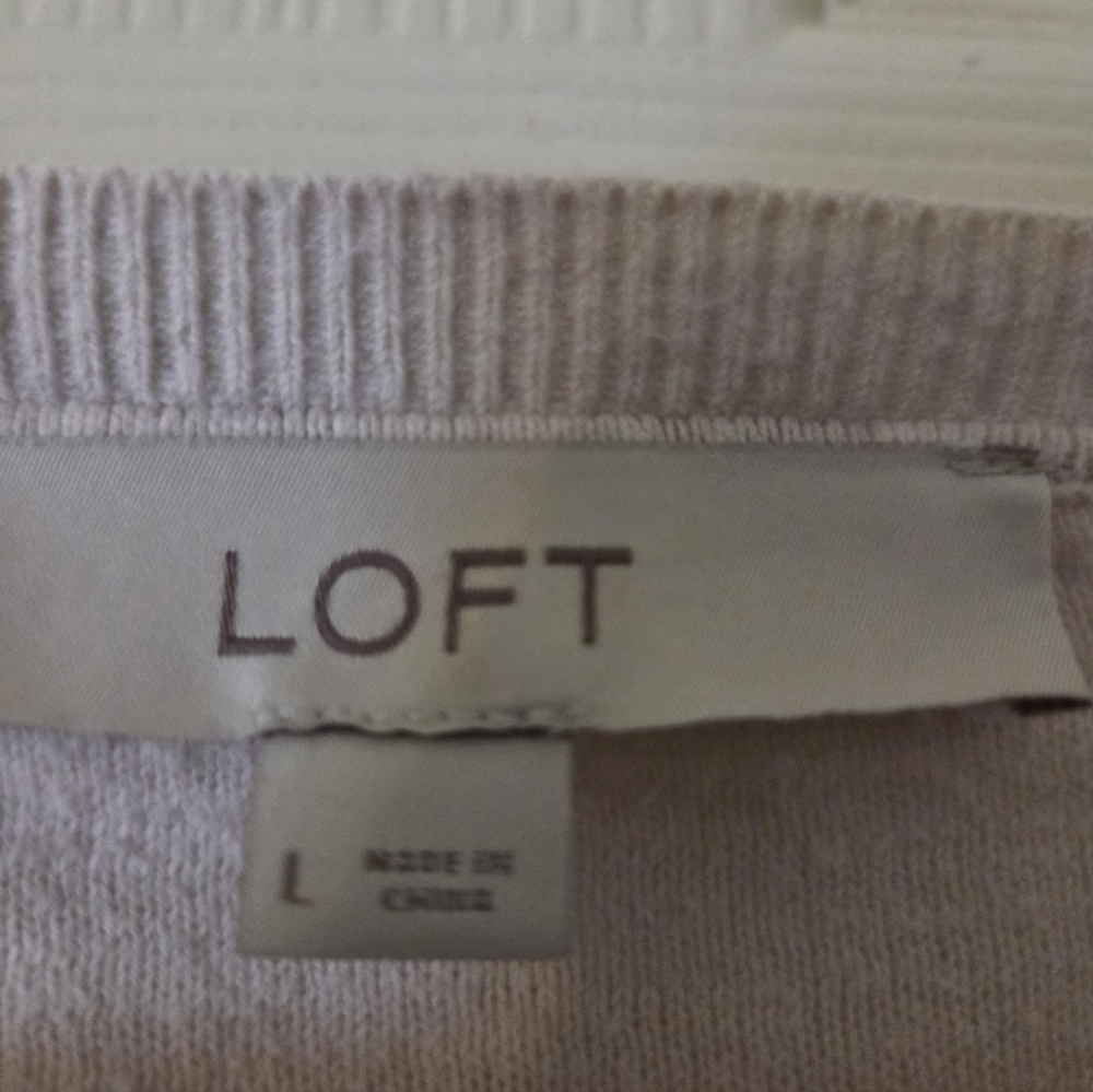 LOFT Women's Cream Cardigan Sweater Size L - Picture 3 of 5